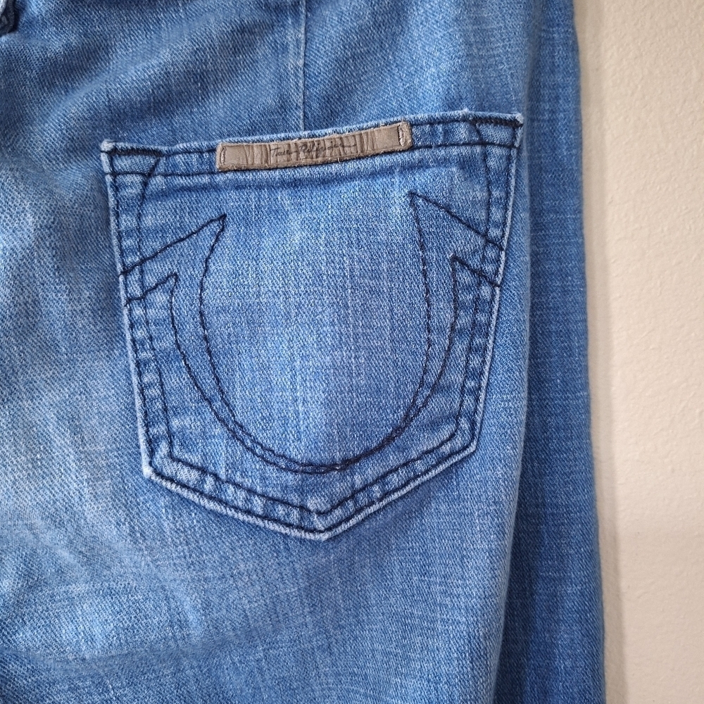 Y2K True Religion Womens Mid Rise Slim Thigh Flare Jeans Size 31x35 - Picture 9 of 10